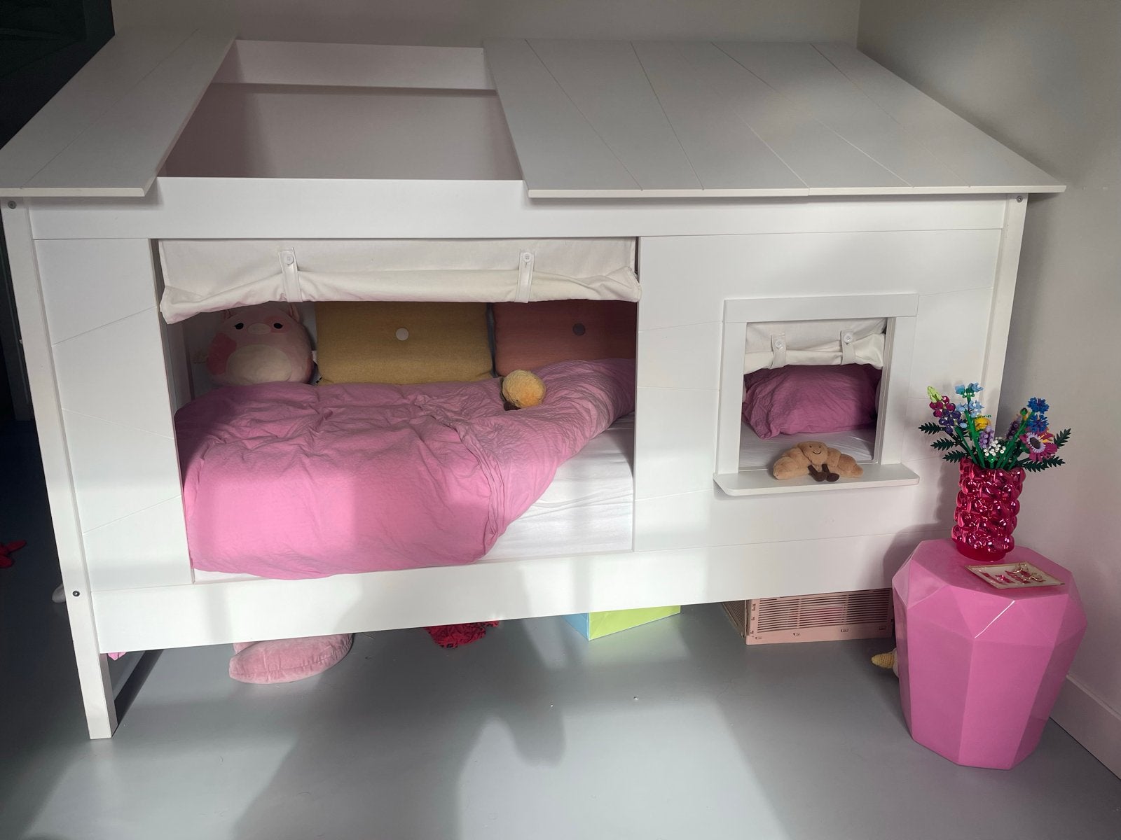 Uniek huisbed voor kinderen - Wit, Kinderen en Baby's, Ophalen, 85 tot 100 cm, Gebruikt, Lattenbodem