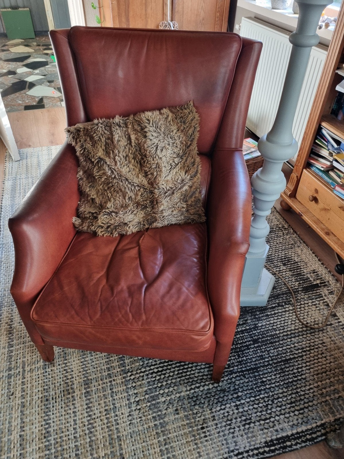 Set van 2 klassieke schapenleren fauteuils (dames en heren), Ophalen of Verzenden, Zo goed als nieuw, Leer, Klassiek