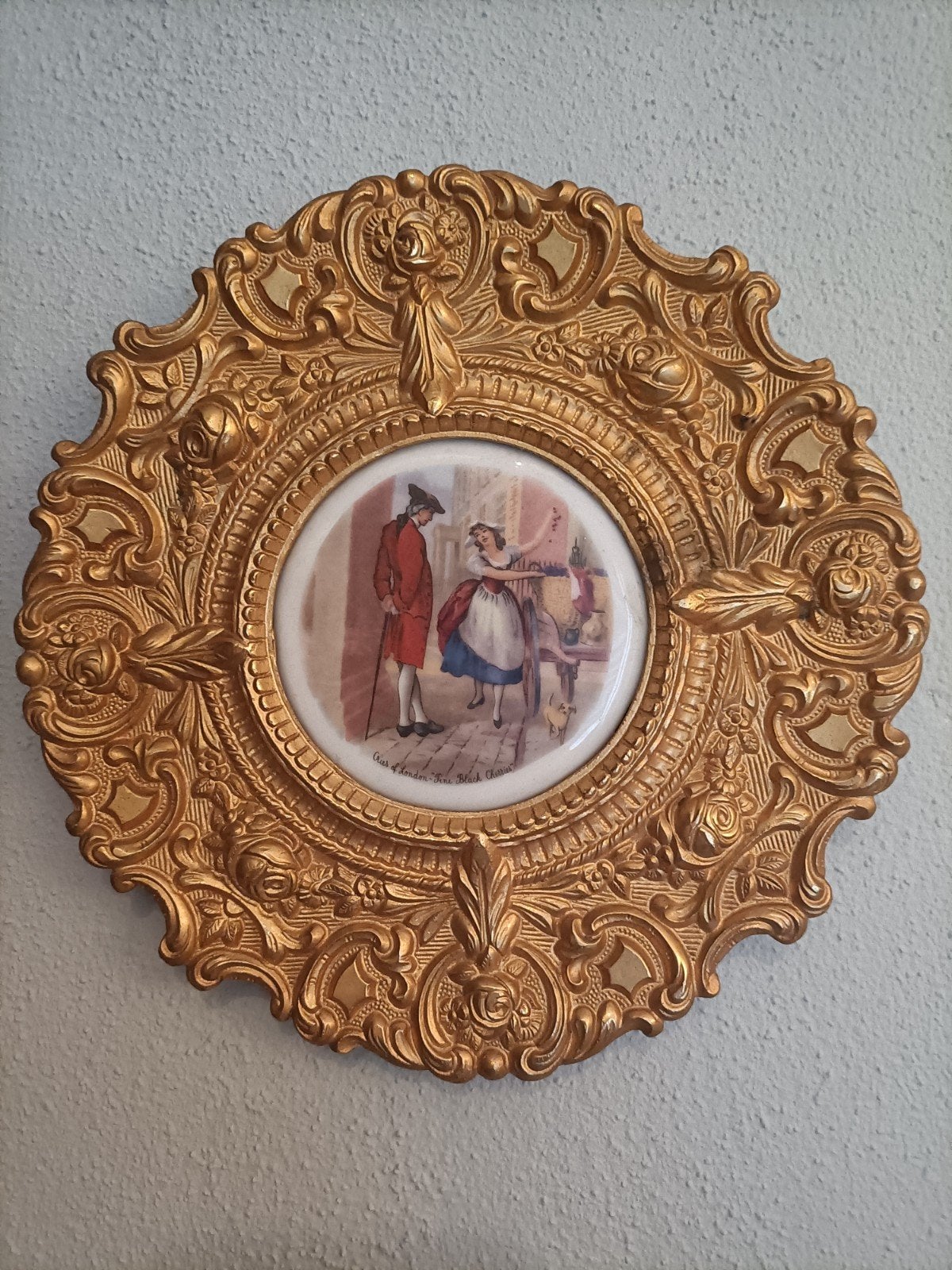 Vintage Franse Sierlijke Messing Plaquette met Scène, Ophalen of Verzenden