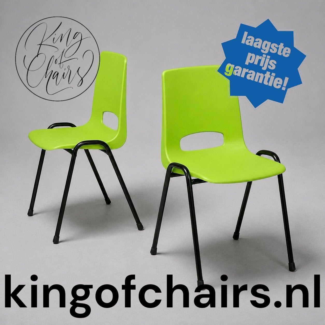 Kantinestoelen Samantha lime stapelstoelen nieuw kuipstoelen, Kunststof, Everardo, Nieuw, Info@everardo.nl