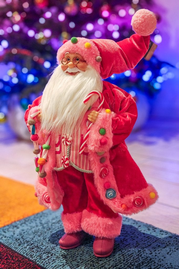 Hele mooie roze Candy Santa Kerstman te koop, Diversen, Ophalen of Verzenden, Zo goed als nieuw