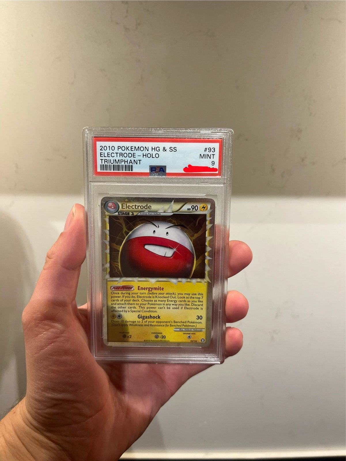 2010 Pokémon HG & SS Electrode Holo Triumph Mint 9, Ophalen of Verzenden, Zo goed als nieuw, Losse kaart, Foil