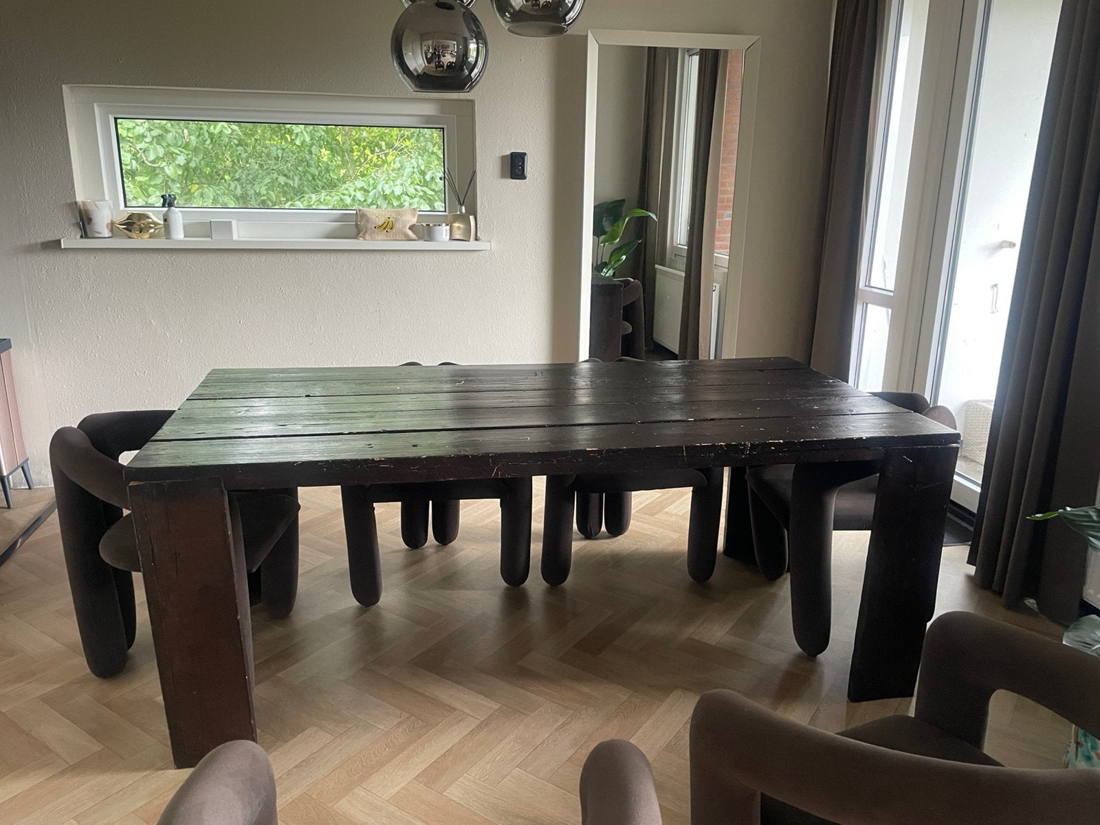 Houten eettafel 200x97cm €30, Ophalen, Gebruikt, 200 cm of meer, 50 tot 100 cm