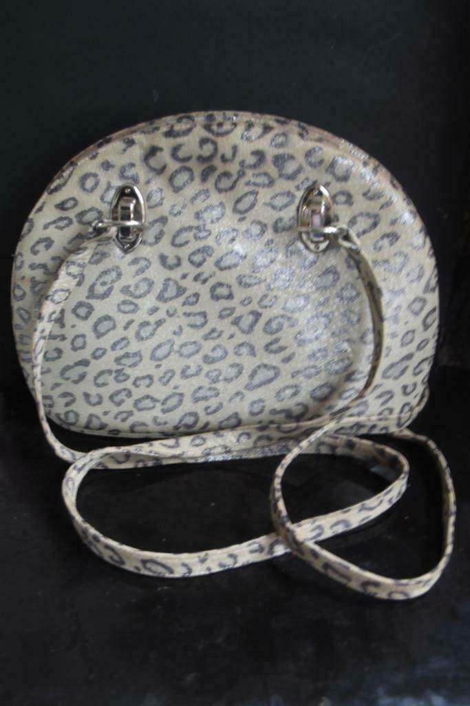 Zilver luipaard print Italiaanse designer Baldan leren tas, Verzenden, Gebruikt, Overige kleuren, Handtas