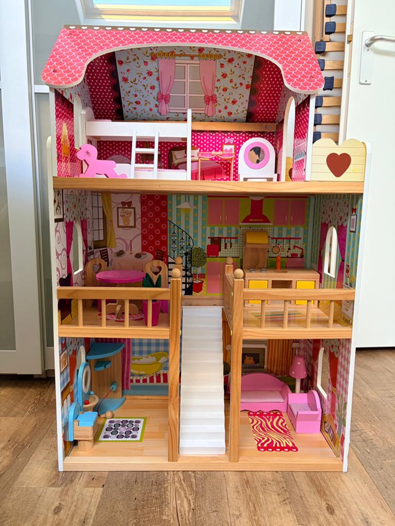 Groot poppenhuis met meubels, Ophalen, Zo goed als nieuw, Poppenhuis