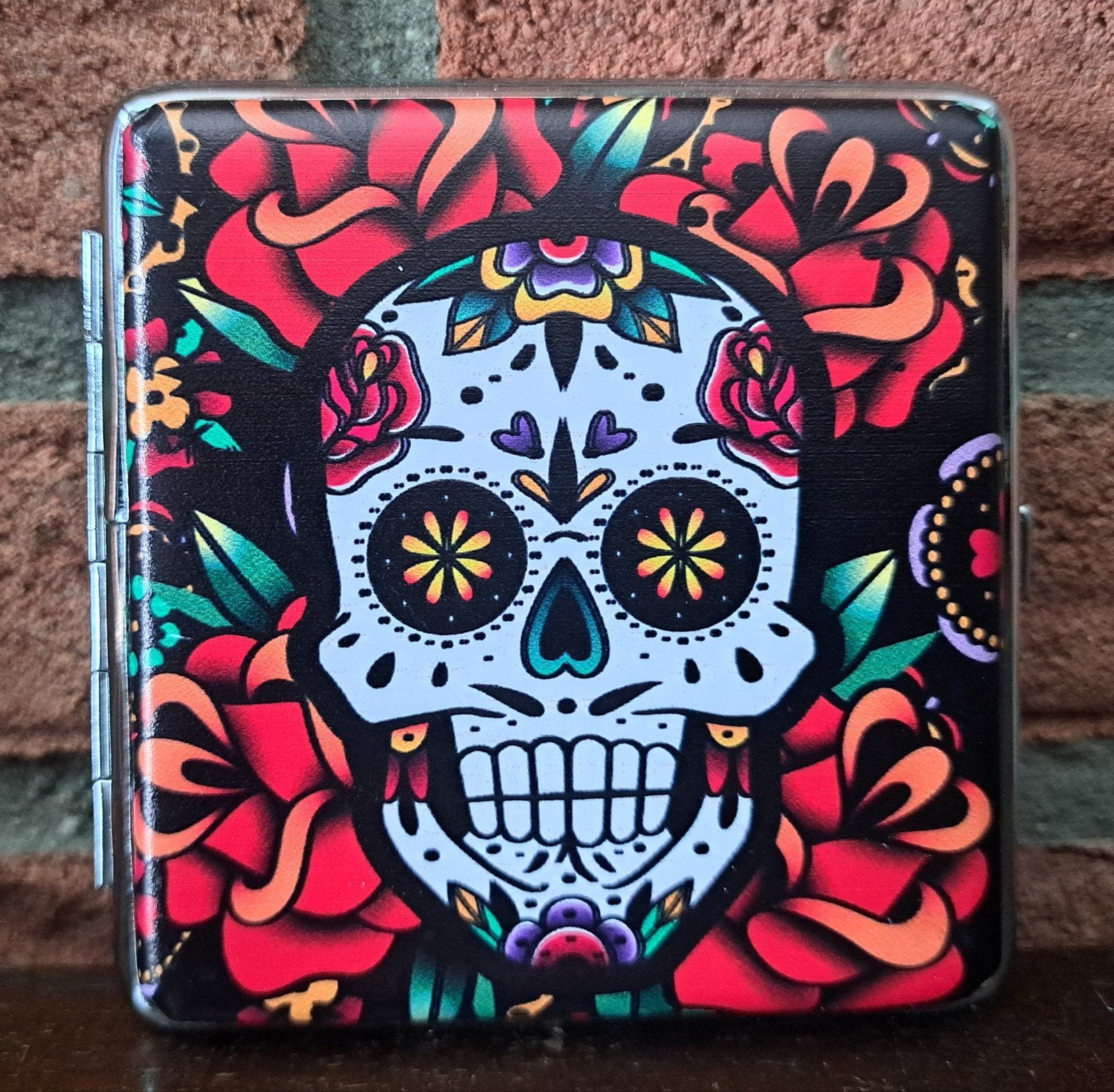 Stijlvolle champ sigarettenkoker skulls & flowers multicolor, Ophalen of Verzenden, Nieuw, Overige typen