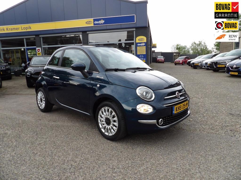 Fiat 500 1.0 Hybrid Dolcevita / Carplay / Android auto / Rij, 12 maanden, Gebruikt, Blauw, Leder en Stof