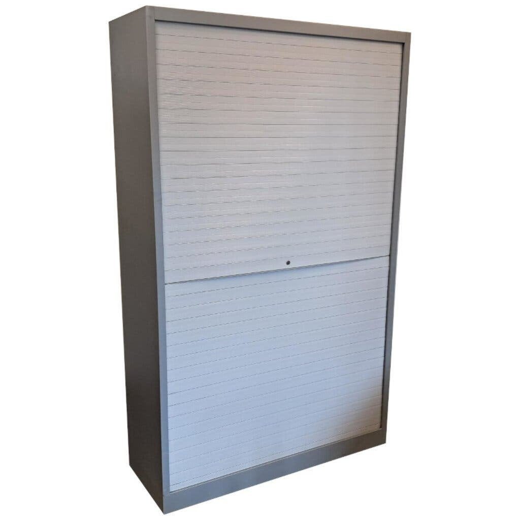 Kinnarps Rolluik Kast Donkergrijs Lichtgrijs H197xB120xD45, Huis en Inrichting, Kasten | Roldeurkasten en Archiefkasten, Gebruikt