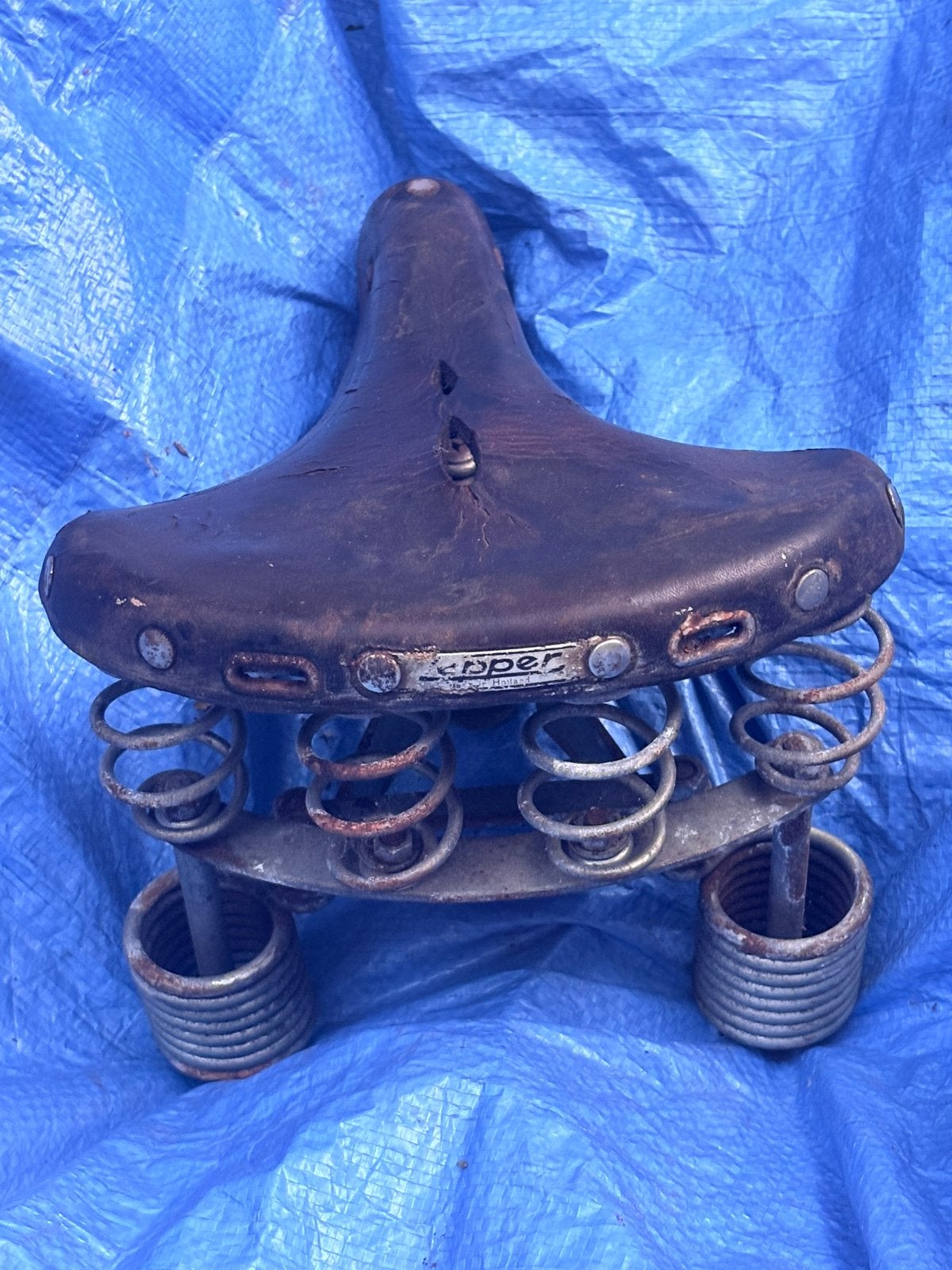 vintage Lepper Primus leren fietszadel, Ophalen of Verzenden, Gebruikt