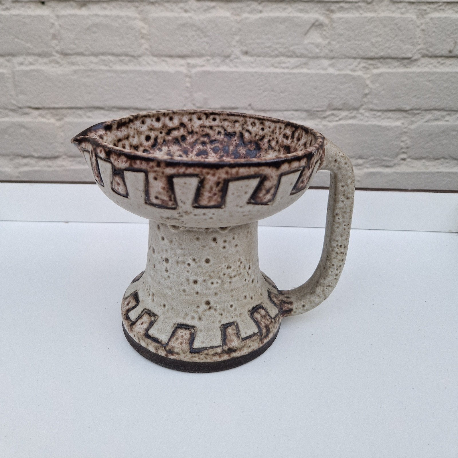 vintage snavelkan van Hannie Mein spikkelglazuur fat lava, Antiek en Kunst, Antiek | Keramiek en Aardewerk, Ophalen of Verzenden