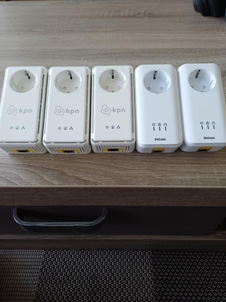 KPN DVS 650 Powerline Adapters (5 stuks), Computers en Software, Powerlines, Ophalen of Verzenden, Gebruikt, KPN