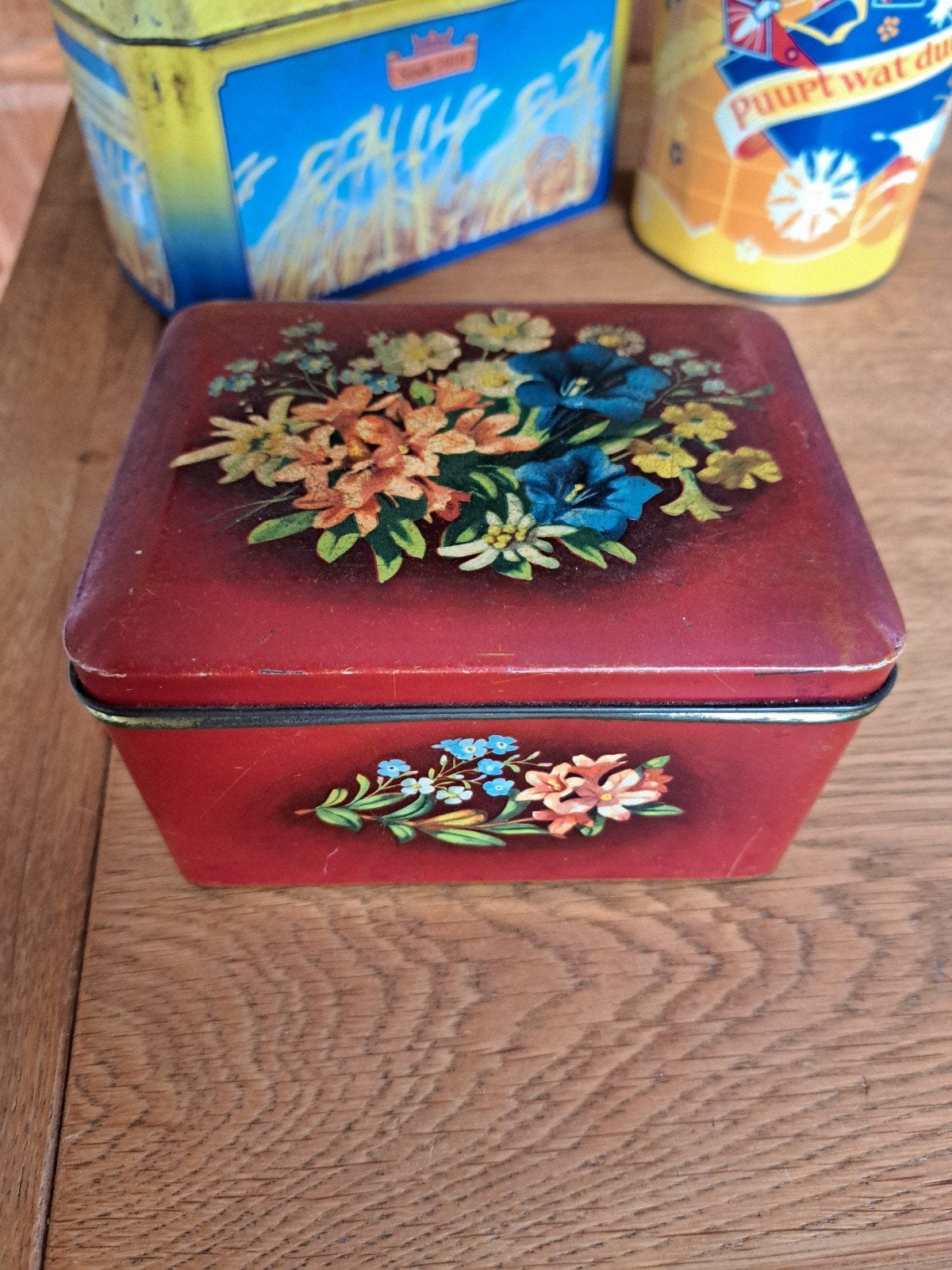 oude blikjes, retro, vintage. verkade , hooimeijer, wasa, Verzamelen, Ophalen of Verzenden, Gebruikt, Beschuit, Verkade