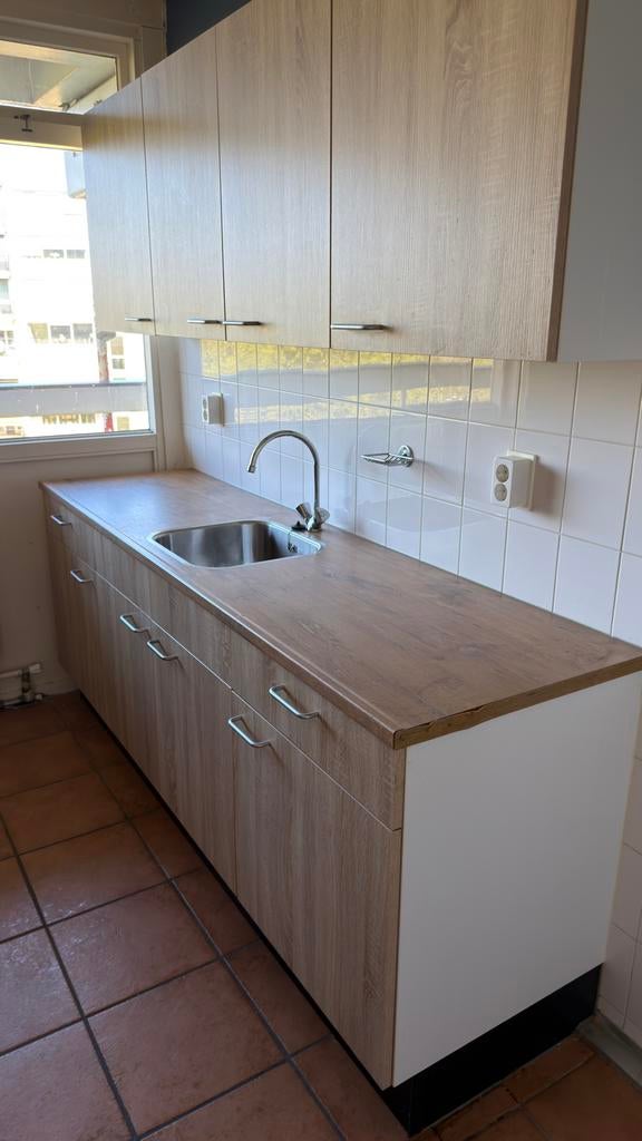 Complete Keuken met Boven- en Onderkasten, Ophalen, Bruin, Enkelwandige keuken, Zo goed als nieuw