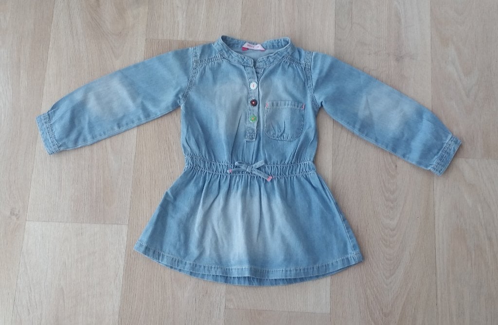Hema denim jurkje, maat 80, Kinderen en Baby's, Babykleding | Maat 80, Ophalen of Verzenden, Zo goed als nieuw, Meisje, Jurkje of Rokje