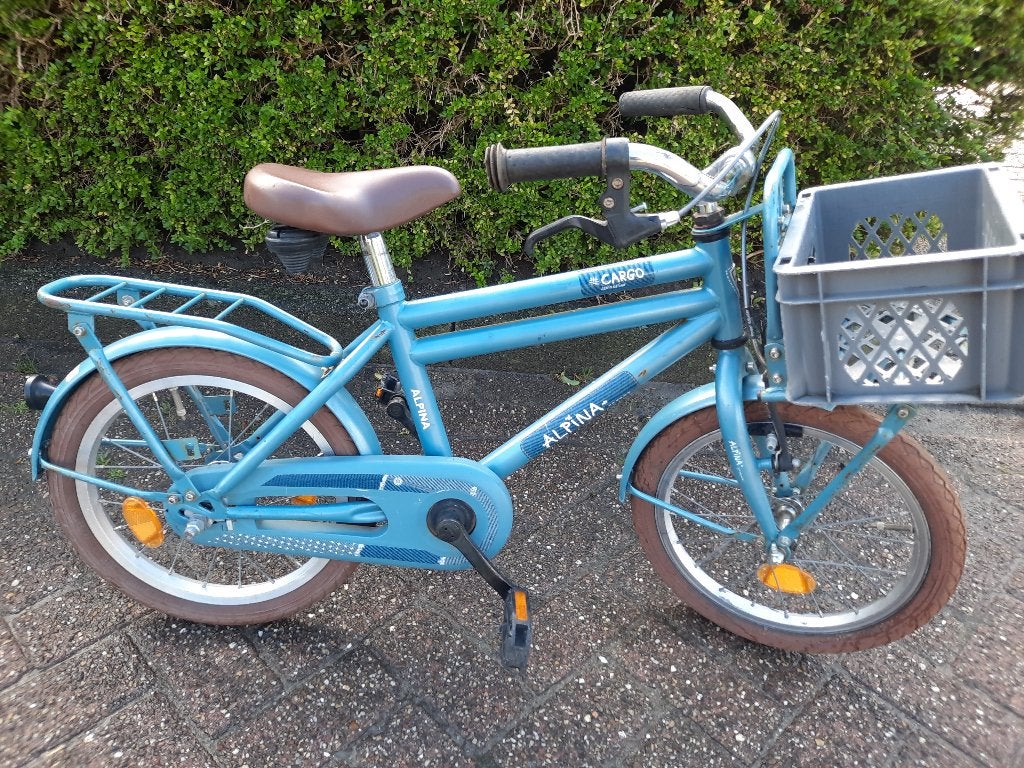 Stoere Alpina Cargo kinderfiets 20 inch,lichtblauw met krat, Fietsen en Brommers, Ophalen, Gebruikt, 20 inch of meer, Alpina