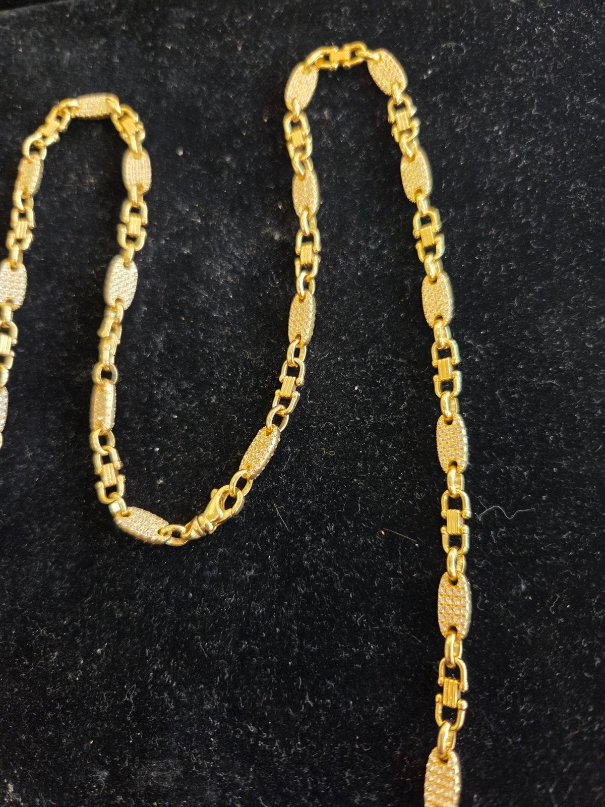 14 k gouden platte ketting met stenen 43,2 gram 70,5 cm, Sieraden, Tassen en Uiterlijk, Kettingen, Ophalen of Verzenden, Nieuw