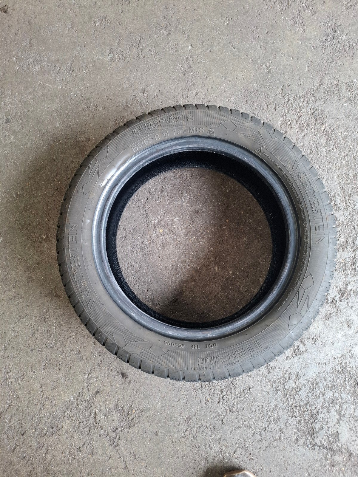 Vredestein Quatrac 155/65 R14 All Season band, 14 inch, Gebruikt, 155 mm, Ophalen of Verzenden