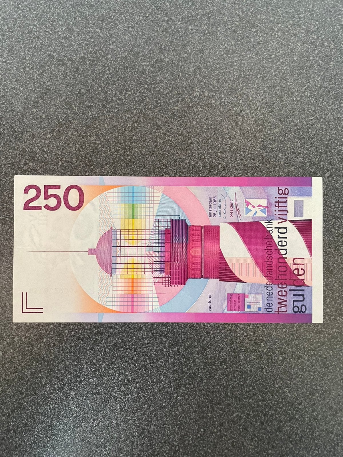 250 gld vuurtoren Prachtig - unc—, Ophalen of Verzenden, 250 gulden
