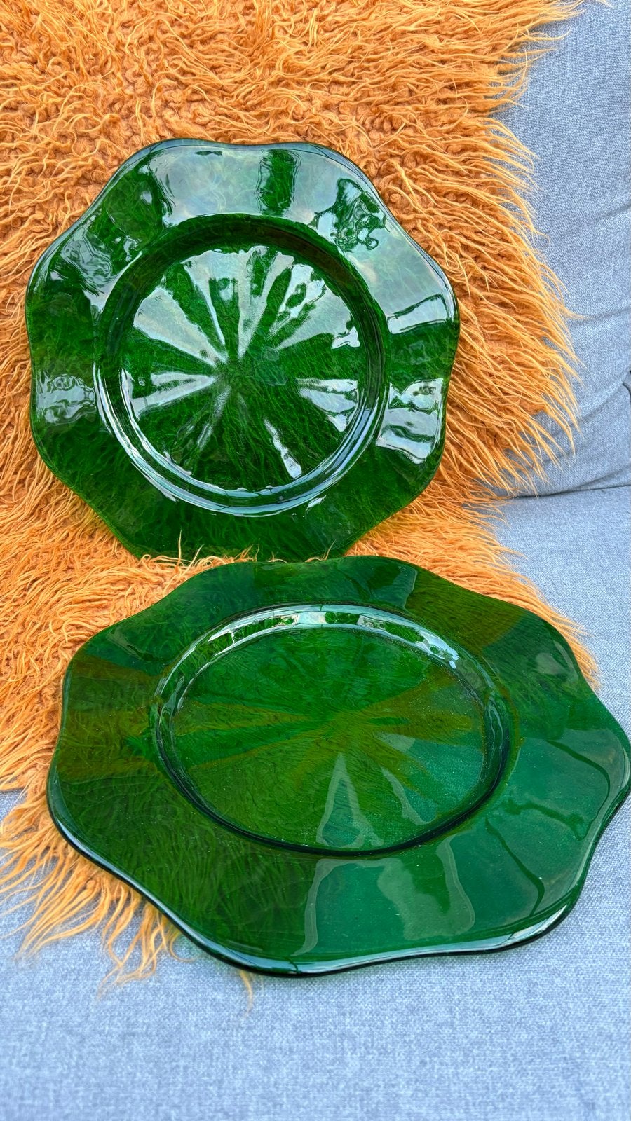 2 Villeroy & Boch Fiorina Groene Glazen Dinerborden Ø 27 cm, Ophalen of Verzenden