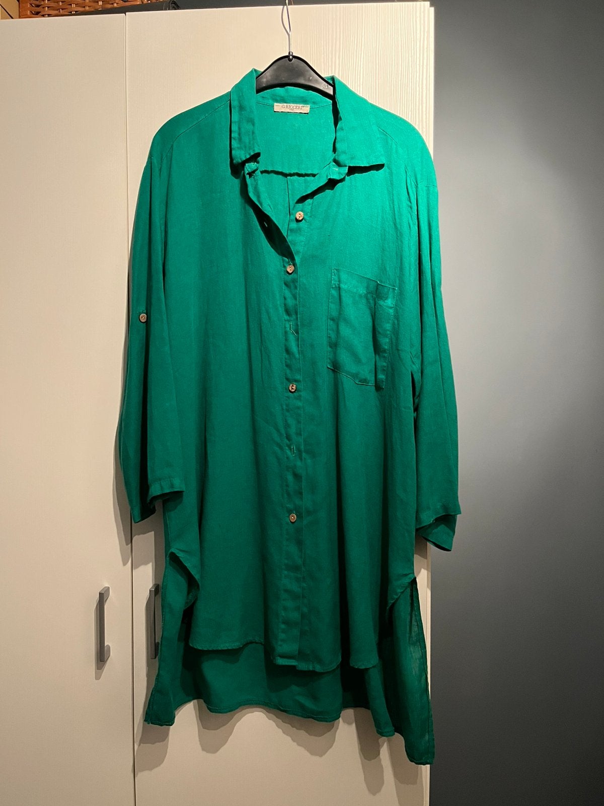 Linnen blouse van G. Ricceri Italy, Kleding | Dames, Ophalen of Verzenden, Zo goed als nieuw, Groen, Blouse of Tuniek