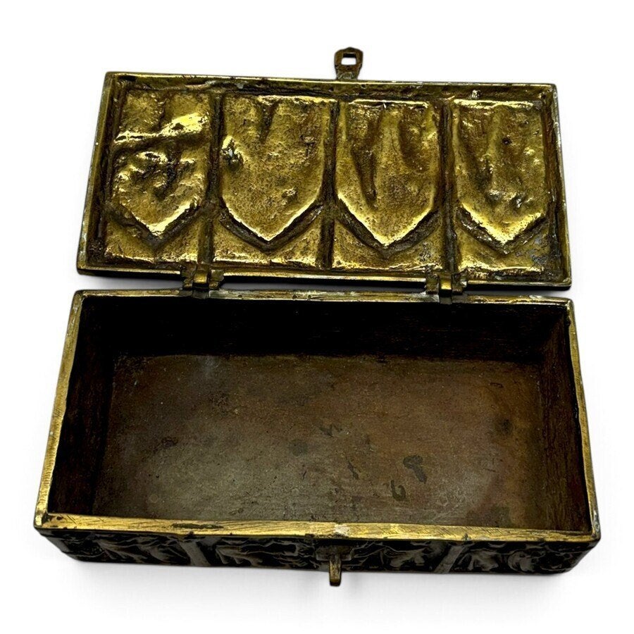 Messing of bronzen kistje in neogotische stijl, Ophalen of Verzenden