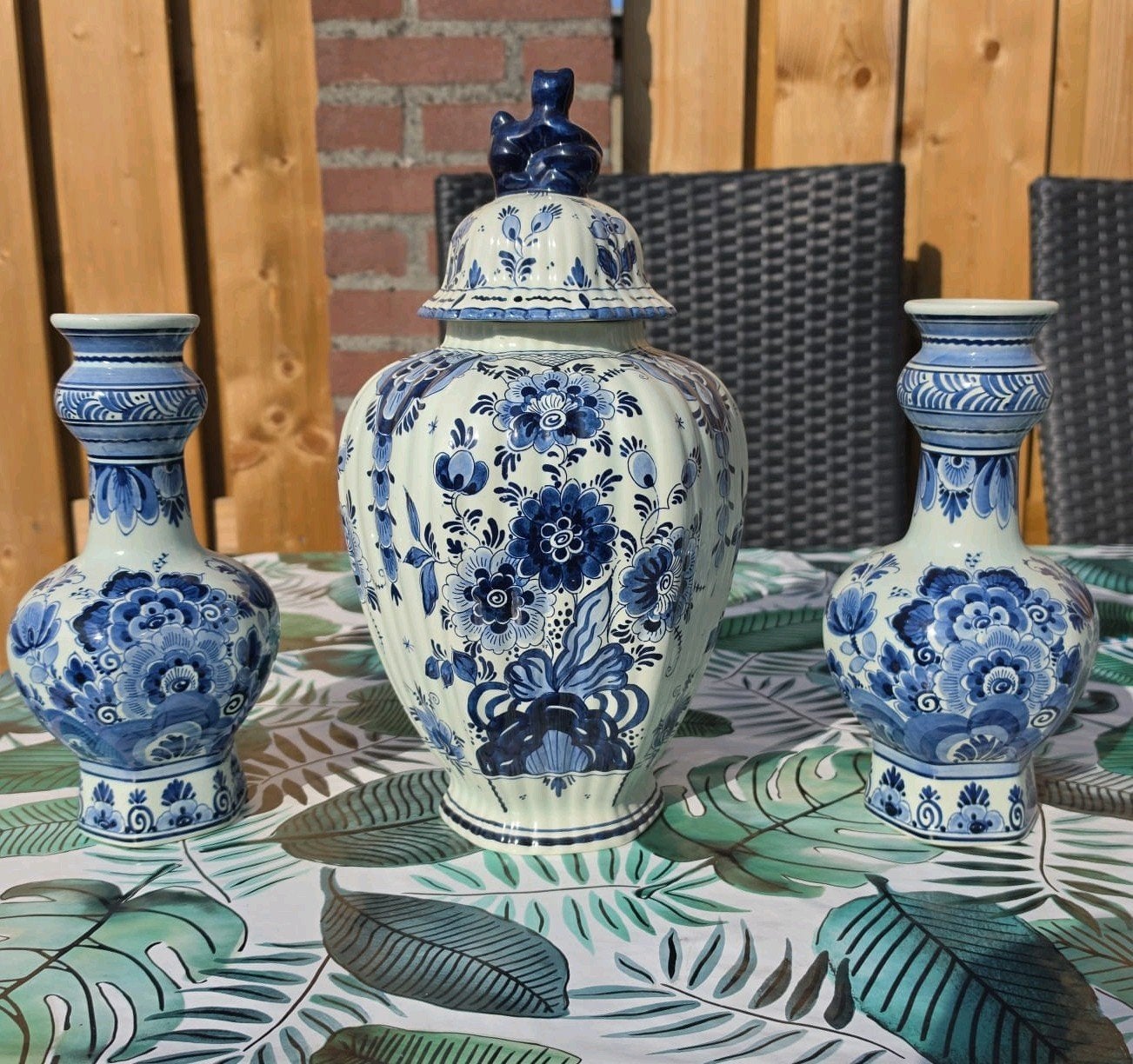 Delfts Blauw Vaas en Pot Set - Handbeschilderd, Ophalen