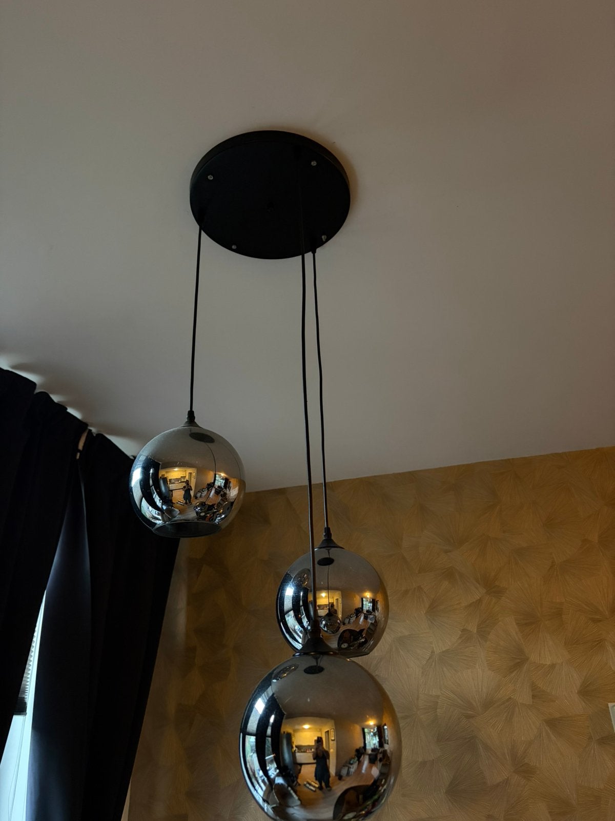 Mooie hanglamp met glazen bollen, Ophalen, Zo goed als nieuw, Glas