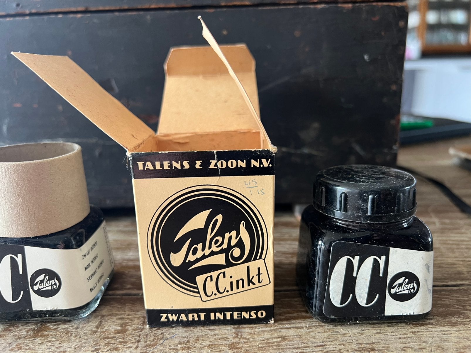 2x OUD DOOSJE INCL INKTPOT TALENS, Antiek en Kunst, Ophalen of Verzenden
