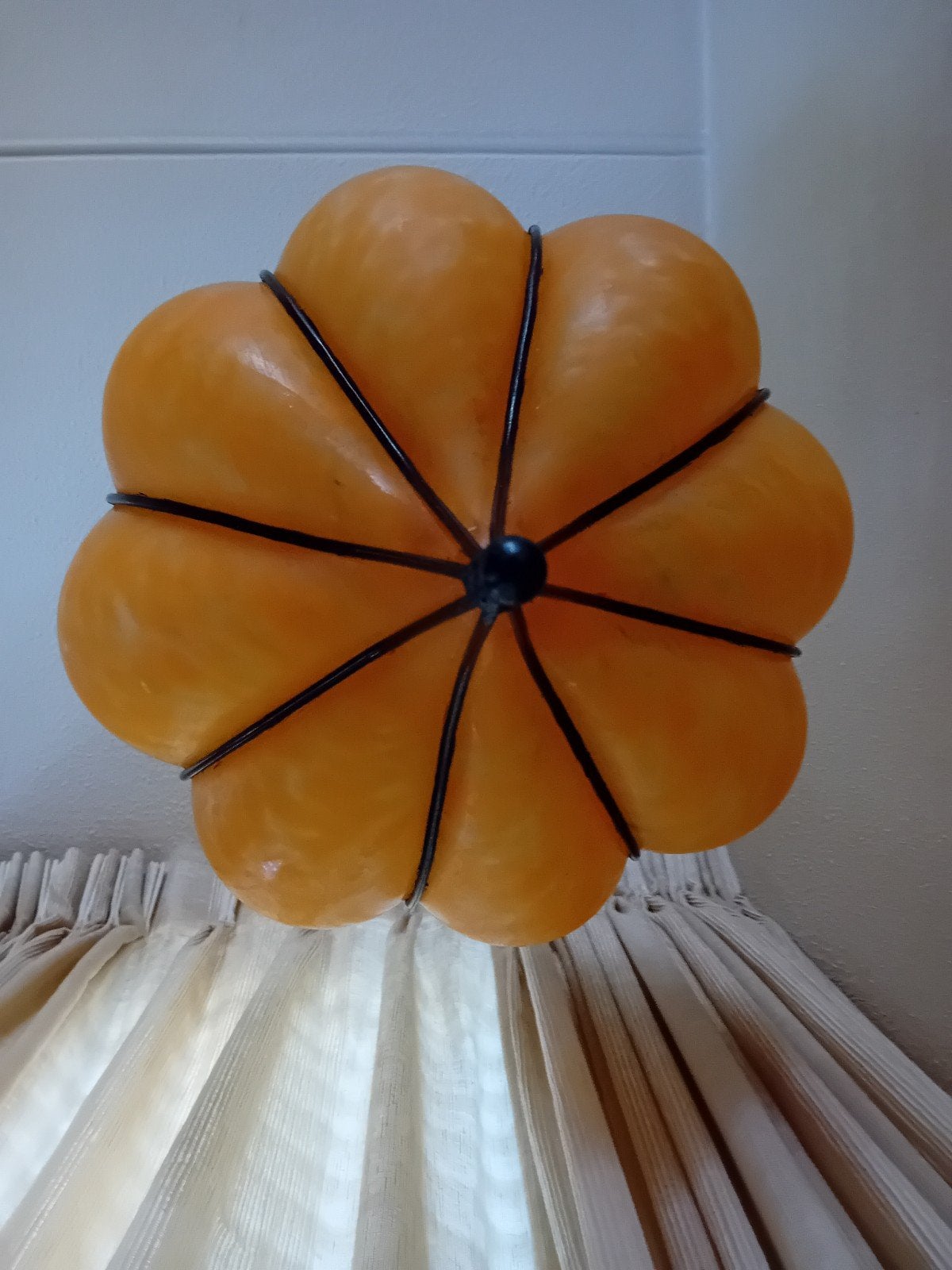 unieke pompoenachtige hanglamp van geblazen glas, Ophalen of Verzenden