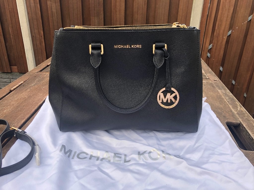 Zwarte leren tas Micheal Kors, Sieraden, Tassen en Uiterlijk, Tassen | Damestassen, Ophalen of Verzenden, Zo goed als nieuw, Zwart
