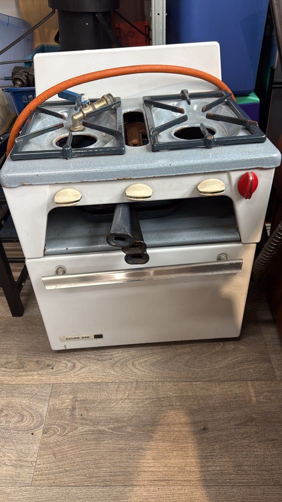 Vintage Calor Gas fornuis met oven + 3 gietijzeren pannen, Ophalen, Gebruikt, 3 kookzones of minder, Gas