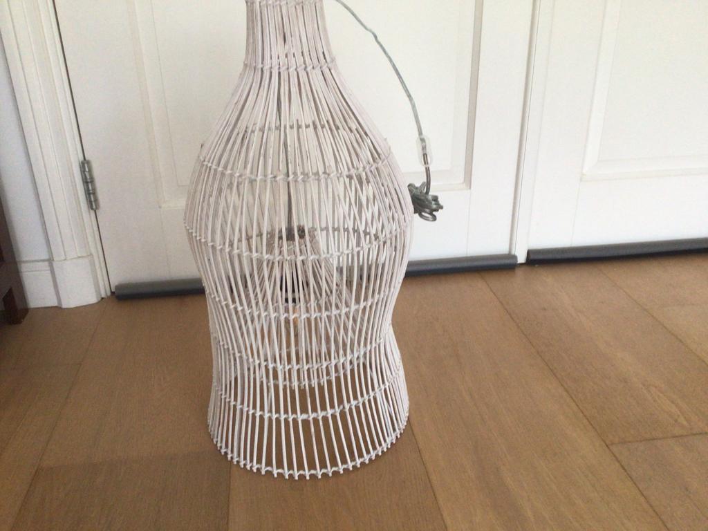 Boho Scandinavische witte rieten hanglamp, Huis en Inrichting, Lampen | Hanglampen, Ophalen, Minder dan 50 cm