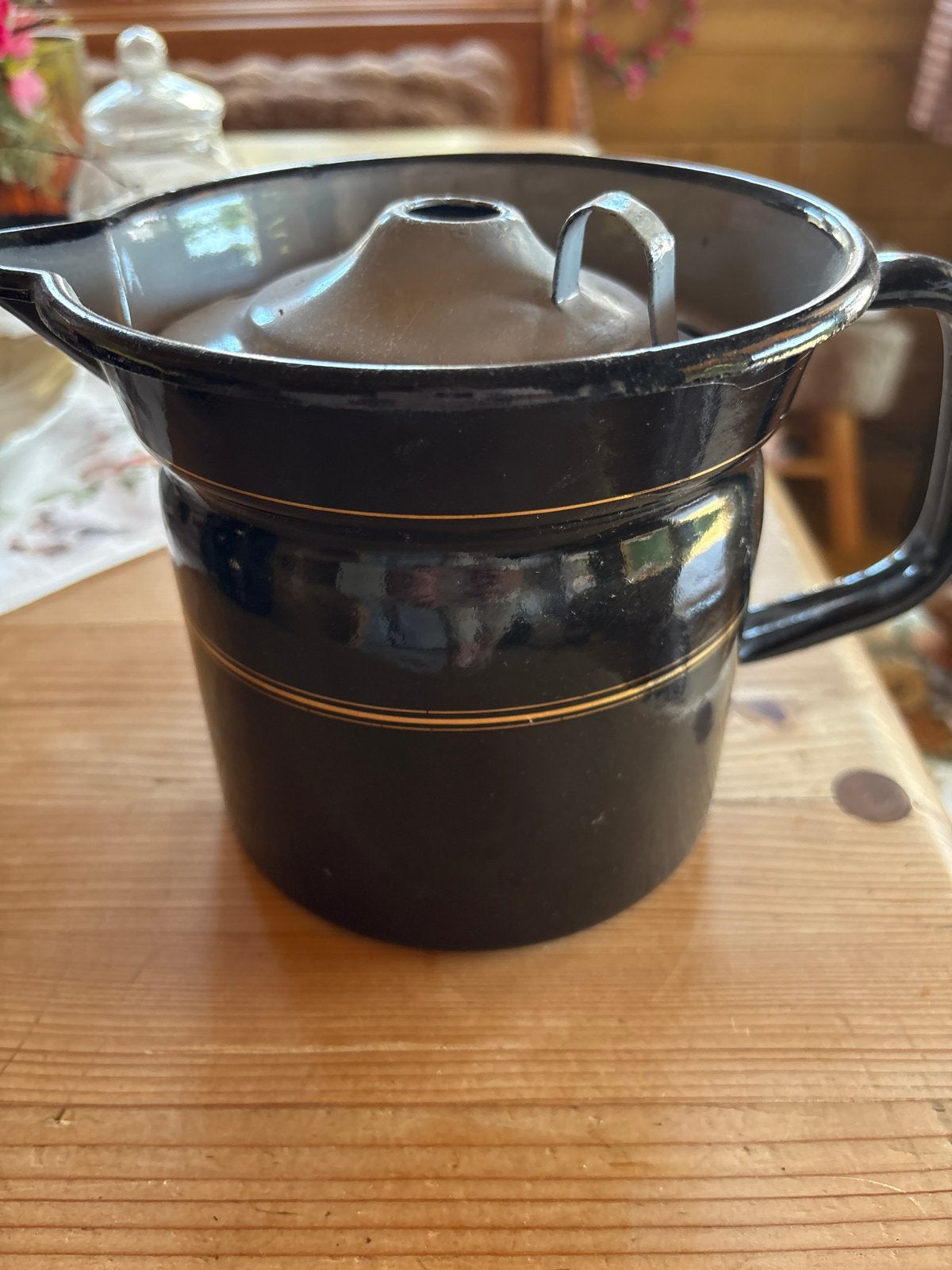 Vintage geëmailleerde melkkoker, Antiek en Kunst, Ophalen