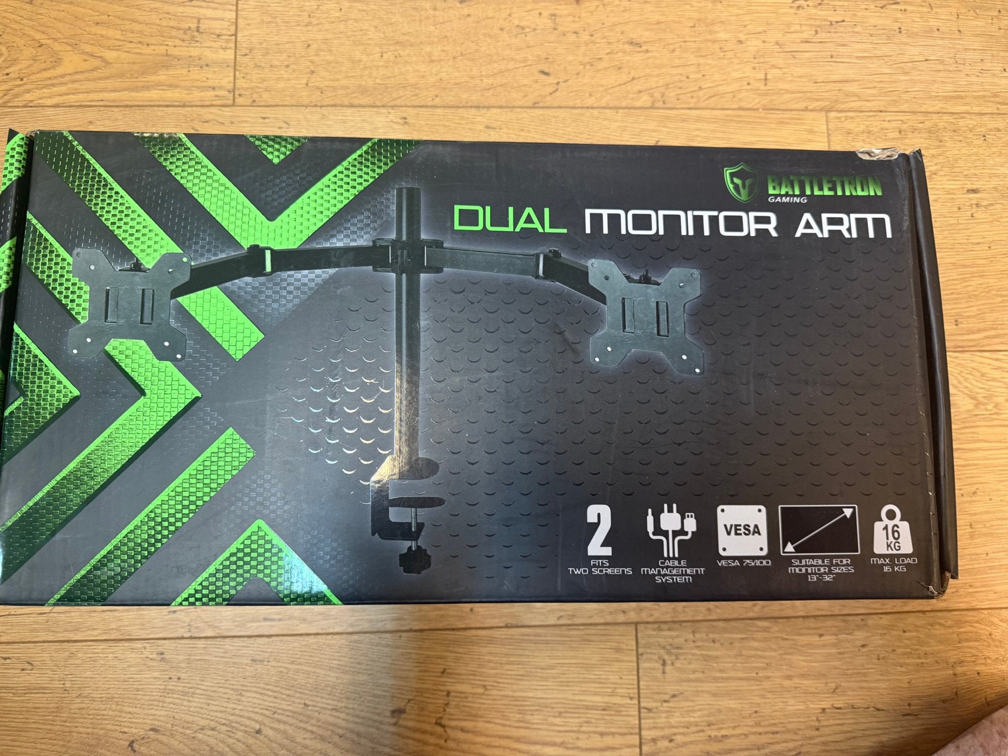 Battletron Gaming Dual Monitorarm – Voor 2 Schermen (13-32 i, Computers en Software, Battletron, Onbekend, Nieuw, Ophalen of Verzenden
