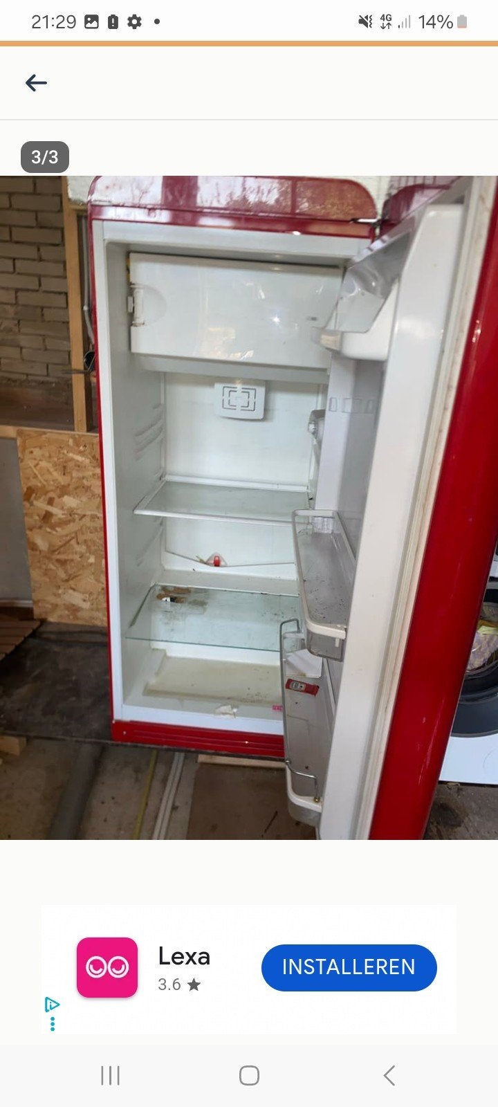 Smeg Koelkast Rood - Stijlvolle Retro Koelkast, Ophalen, 150 tot 200 liter, 60 cm of meer, 140 tot 160 cm