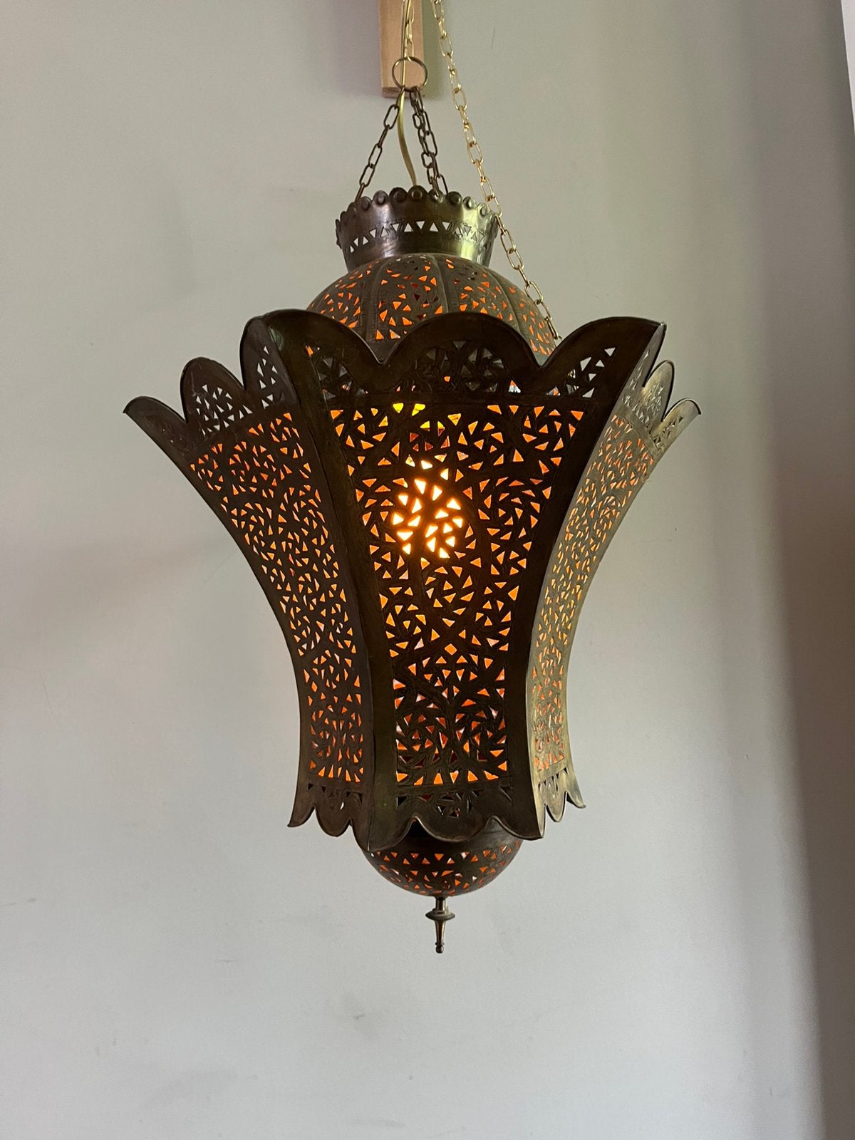 Grote Turks Marokkanse koperen lamp lantaarn. Oosterse lamp, Ophalen, Zo goed als nieuw