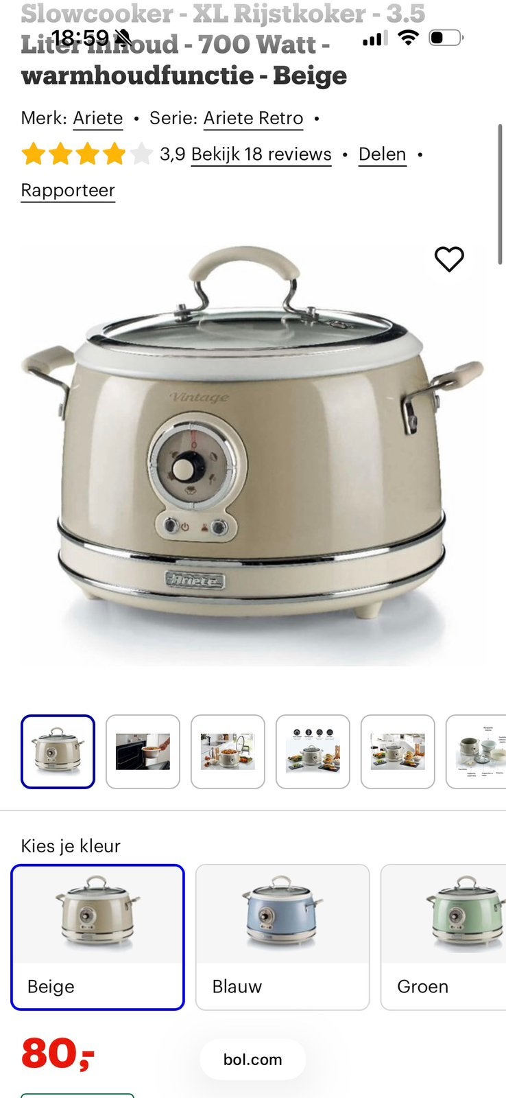 Ariete slowcooker/ricecooker, Ophalen, Zo goed als nieuw