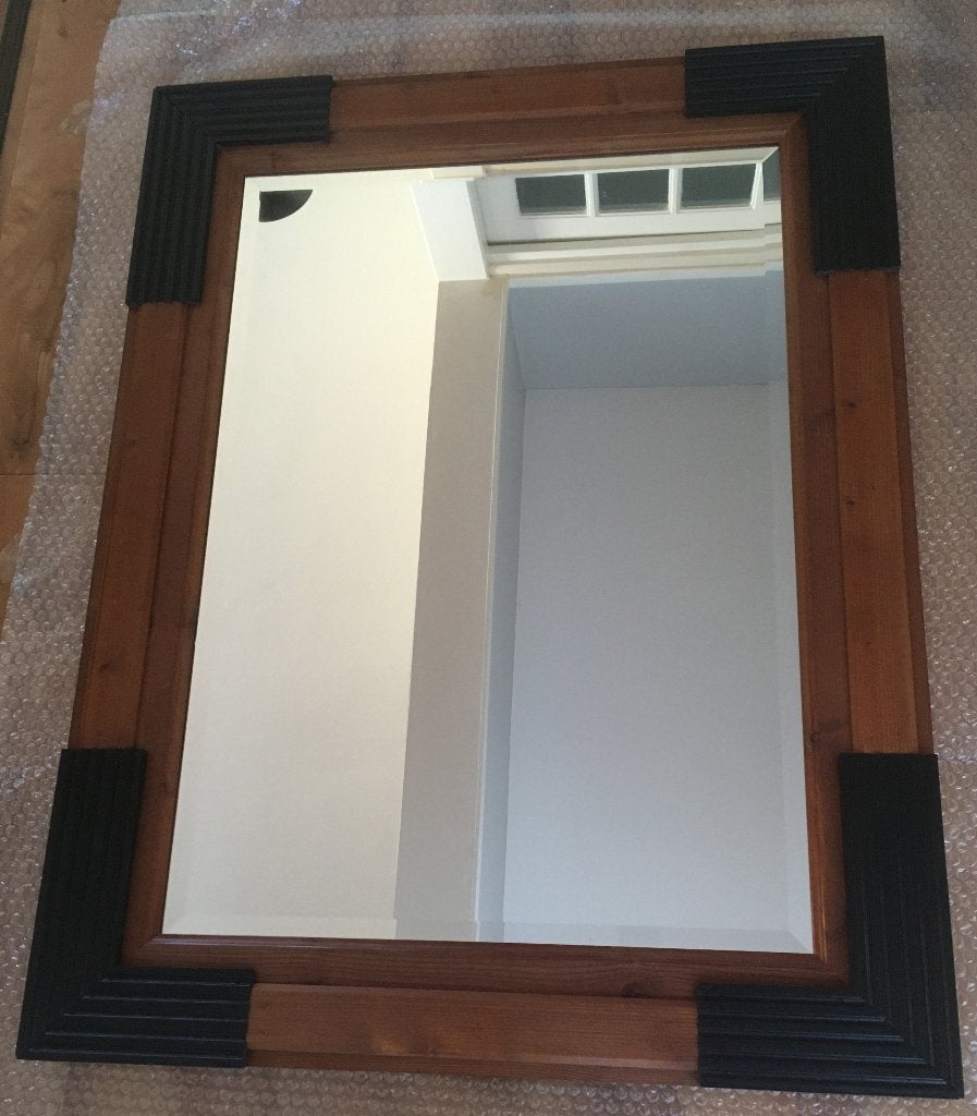 Spiegel met facet geslepen glas en houten lijst, Ophalen, Gebruikt, Minder dan 100 cm, Rechthoekig