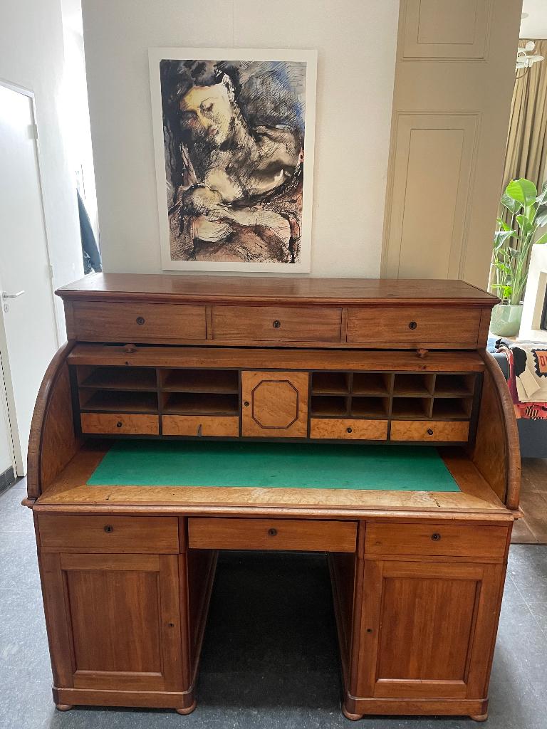 “Antiek eiken rolluikbureau ca. 1920 met wortelfineer, Ophalen, Gebruikt