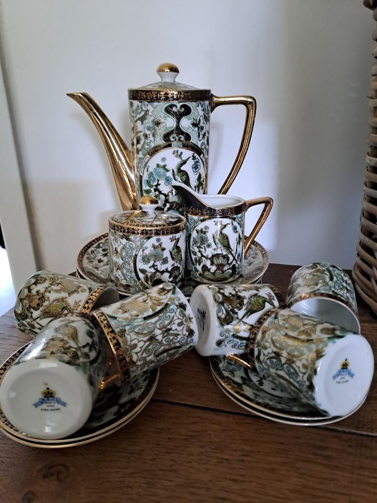 Saji Fine China theeservies met vogelmotief, Ophalen of Verzenden