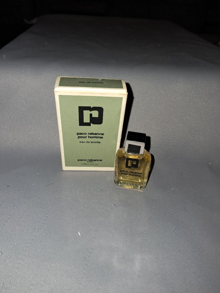 Volle parfum mini Paco rabanne pour homme + doosje, Ophalen of Verzenden, Zo goed als nieuw, Miniatuur, Gevuld