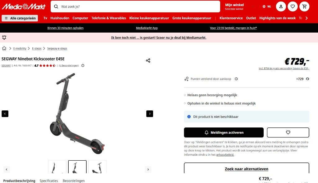 Segway Ninebot E45E – Ingebouwde dubbele accu! (Top staat), Fietsen en Brommers, Steps, Ophalen of Verzenden, Zo goed als nieuw
