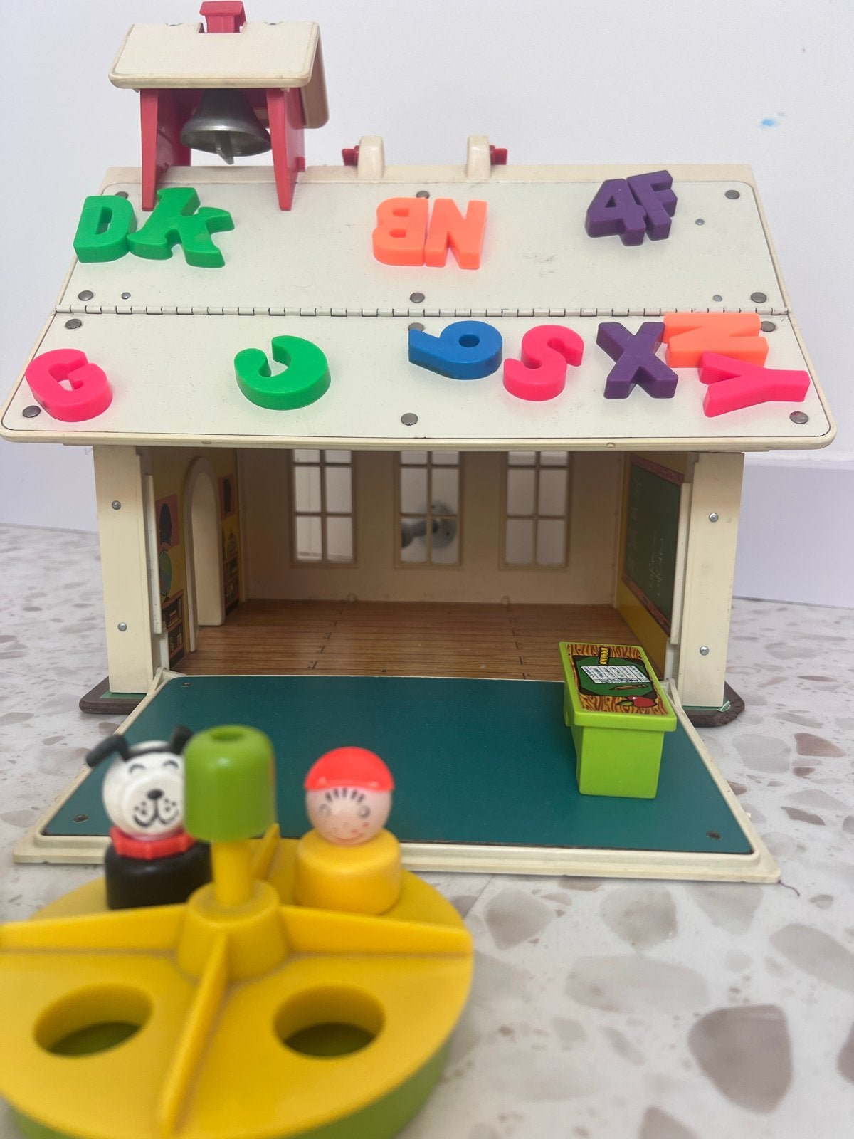 Vintage Fisher-Price Schoolhuis Speelset met Accessoires, Ophalen of Verzenden, Gebruikt, Speelset