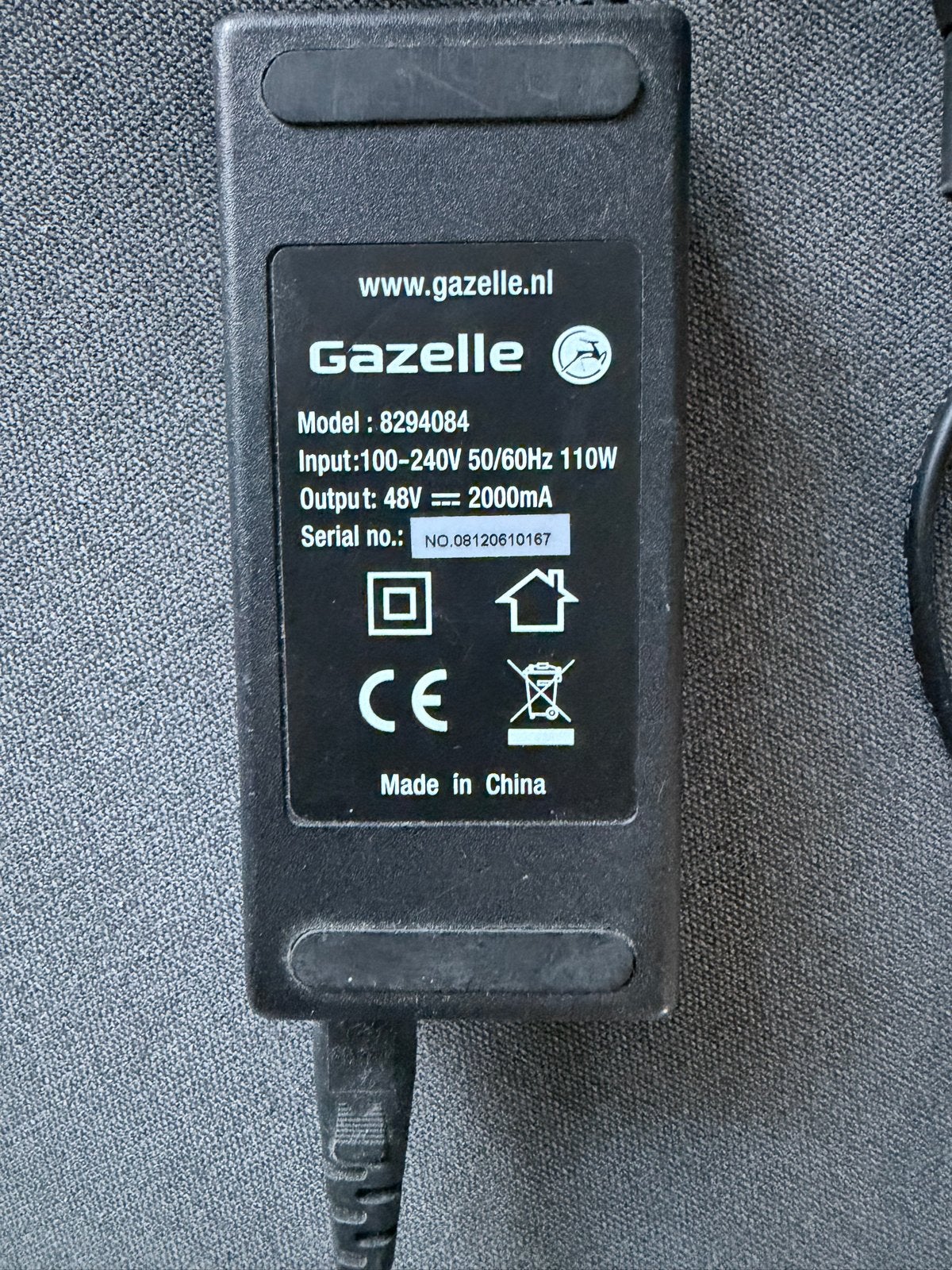 Gazelle oplader 48V 2000mA (110W) - Model 8294084, Ophalen of Verzenden, Gebruikt