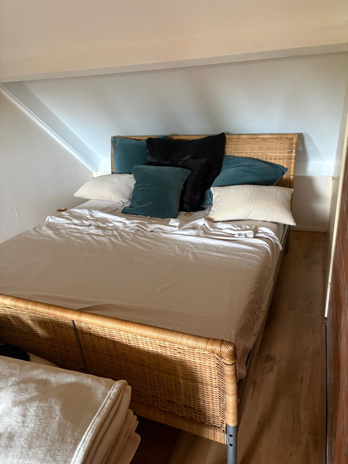 Tweepersoons rotan bedframe, Ophalen, Overige materialen, Bruin, Tweepersoons