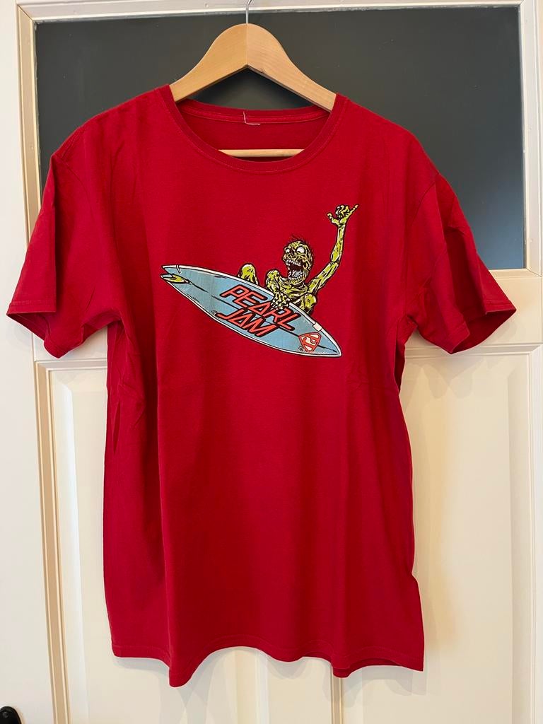 Pearl Jam Australische Tour T-shirt 2009 - Maat L, Ophalen of Verzenden, Gedragen, Maat 52/54 (L), Rood