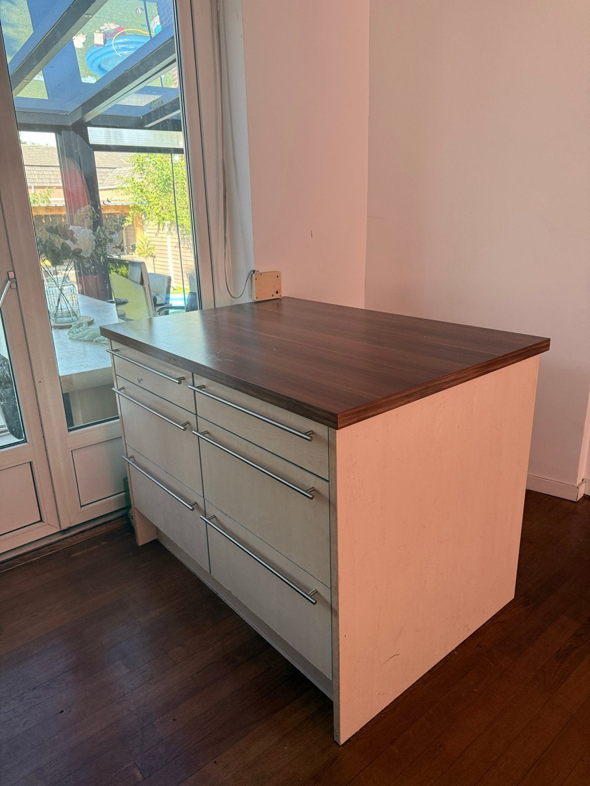 Keukeneiland, Ophalen, Gebruikt, 100 tot 150 cm, Wit