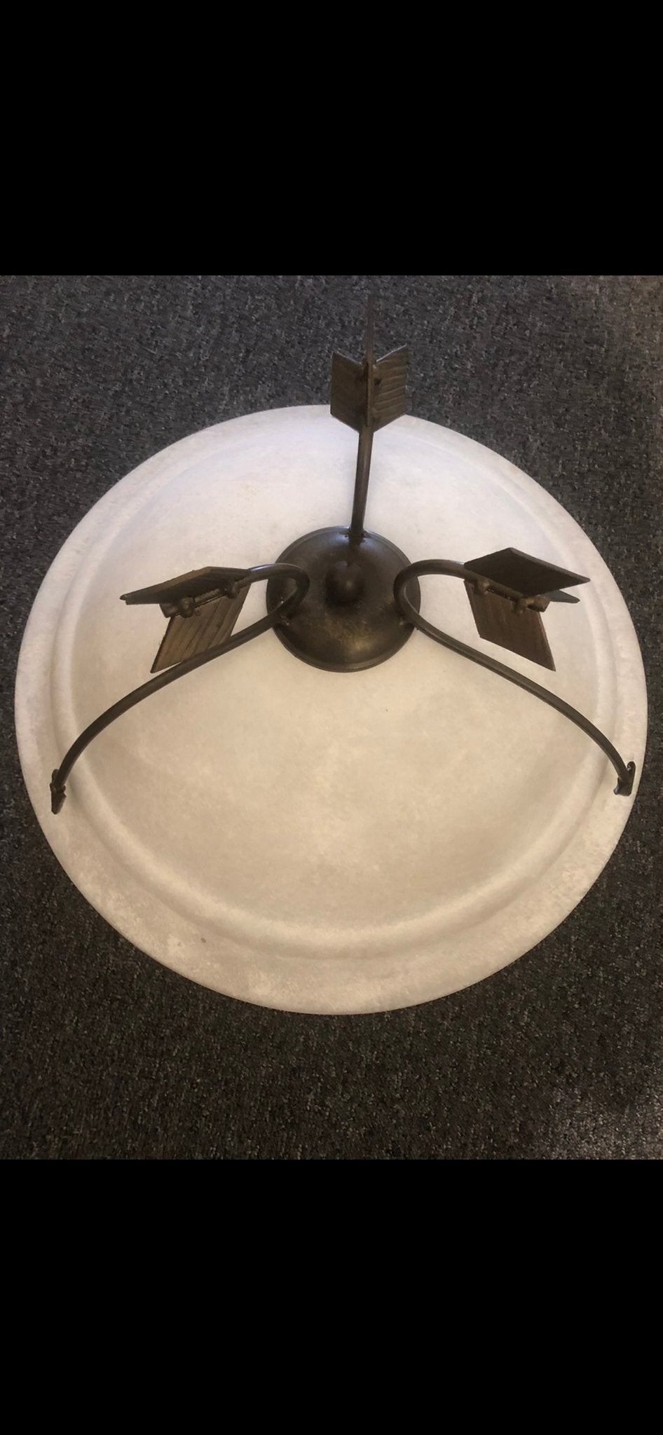Mooie plafondlamp, wit met metalen details, 45 cm doorsnee, Ophalen, Gebruikt, Metaal