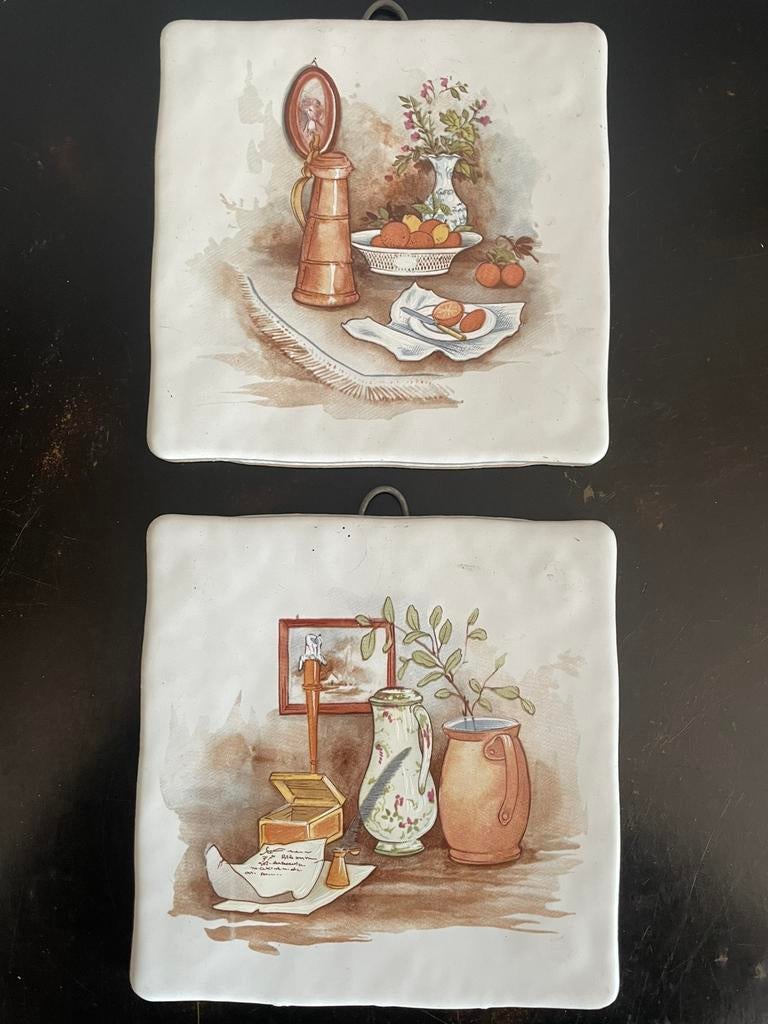 2 Italiaanse vintage wandtegels, Ophalen of Verzenden