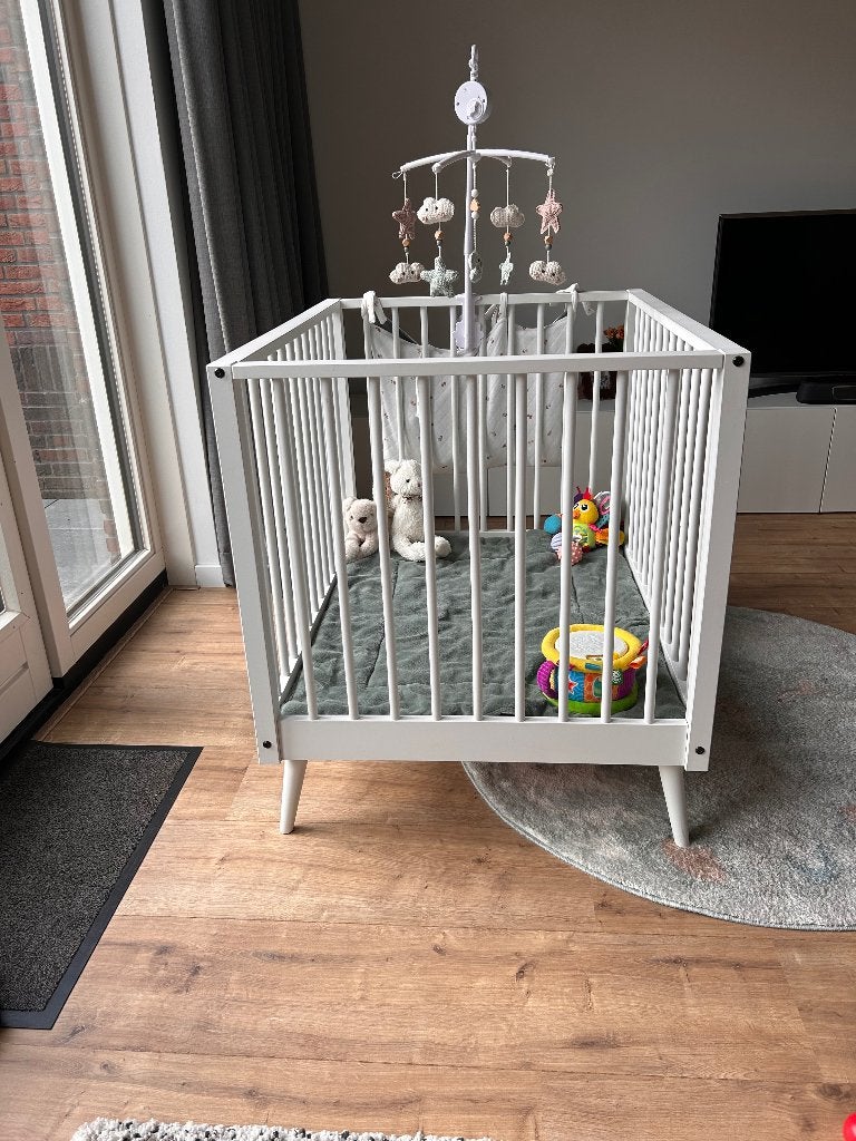 Baby box 80x100 cm wit, Kinderen en Baby's, Boxen, Ophalen, Gebruikt, Rechthoekig, In hoogte verstelbaar